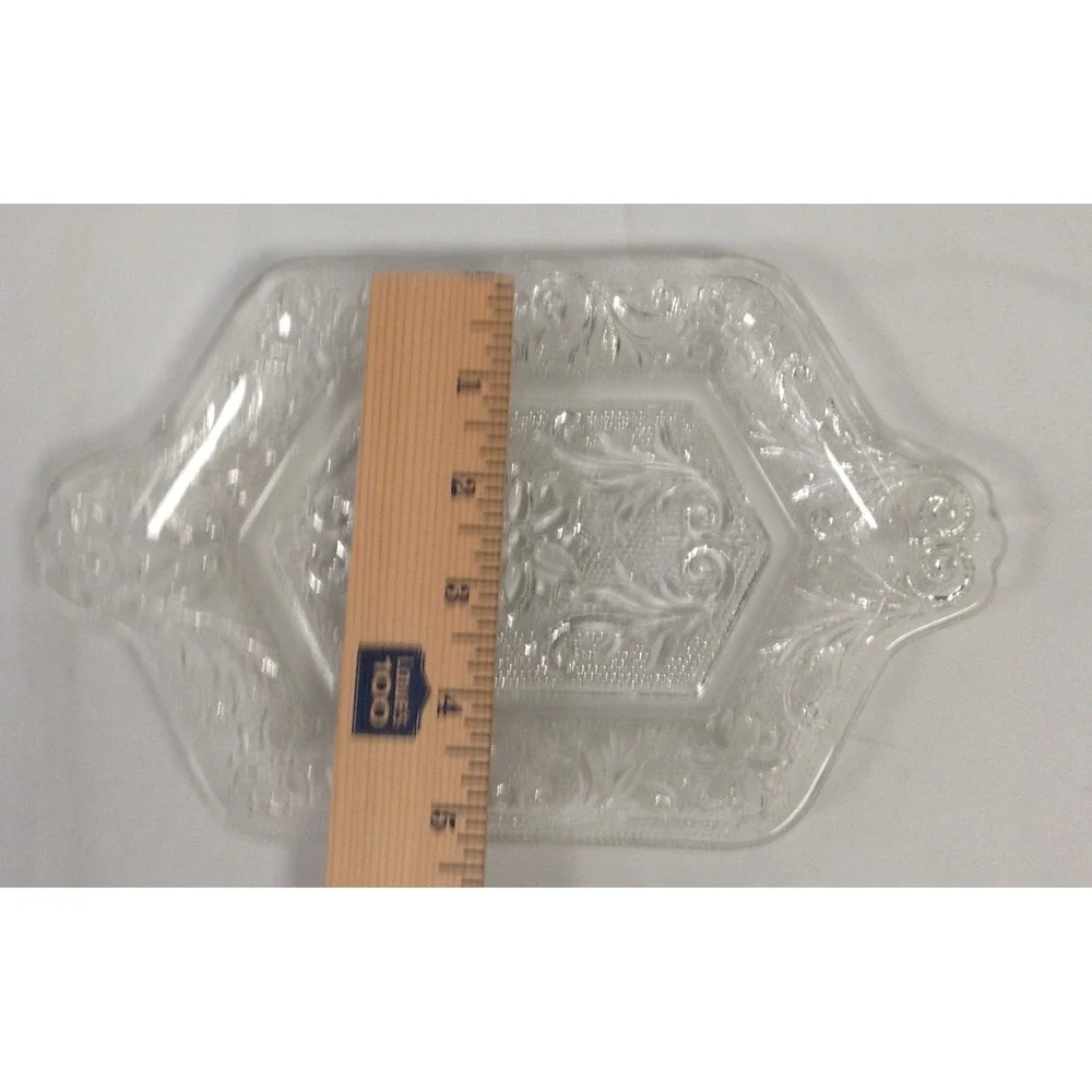 Vintage Crystal Cream & Sugar Bowl With Plate‎ , Etched Floral & Diamond Pattern
